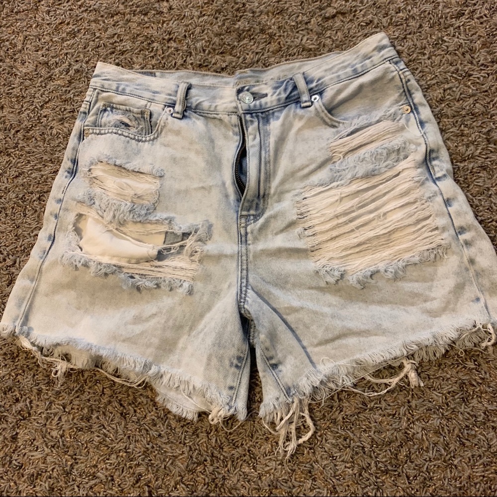 American Eagle High Waisted Acid Wash Denim Shorts